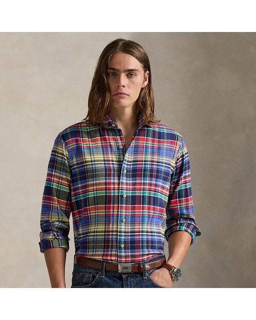 Ralph Lauren Blue Classic Fit Plaid Brushed Twill Shirt for men