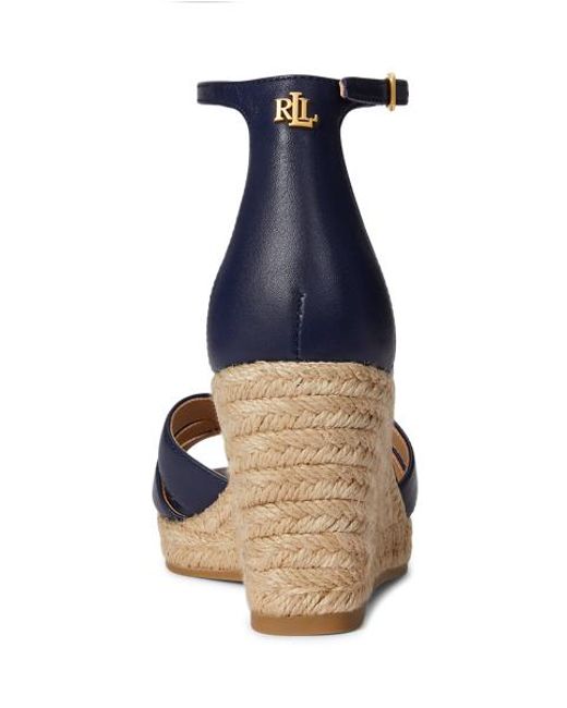 Ralph Lauren Blue Nellie Nappa Leather Espadrille