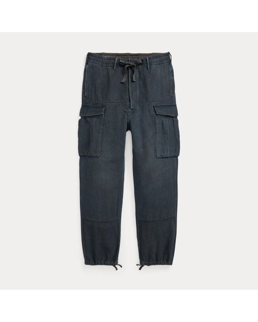 RRL Blue Double-Faced Twill Cargo Trouser for men