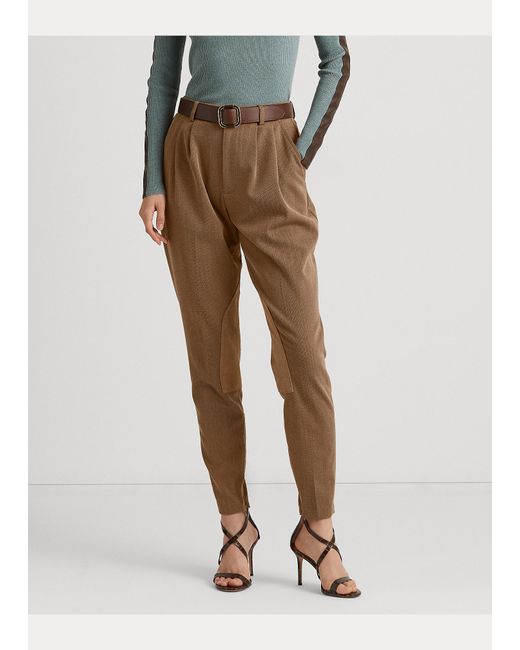 Pantalón de montar plisado bielástico Ralph Lauren de Ante de color Neutro  | Lyst