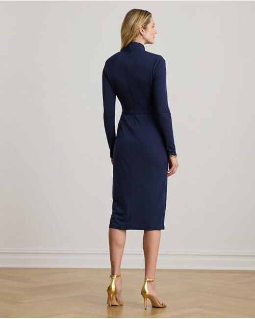 Ralph Lauren Blue Twist-Front Jersey Surplice Dress