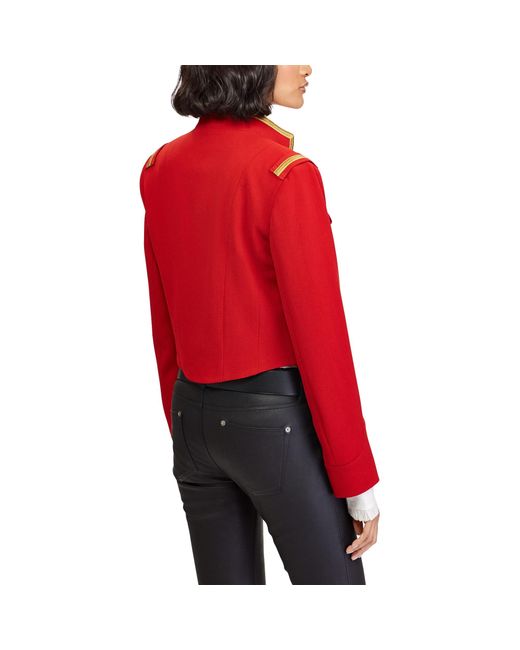 Polo Ralph Lauren Twill Cropped Military Jacket in Red | Lyst UK