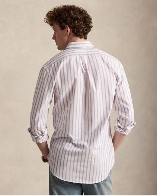 Polo Ralph Lauren White Slim Fit Striped Oxford Shirt for men