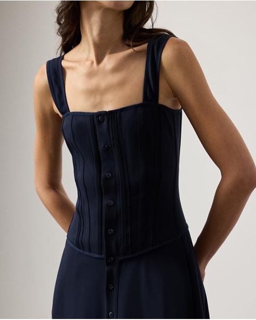 Ralph Lauren Blue Sophee Cotton-Blend Sleeveless Day Dress