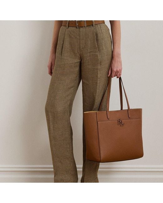 Ralph Lauren Brown Pebbled Leather Large Cameryn Tote Bag