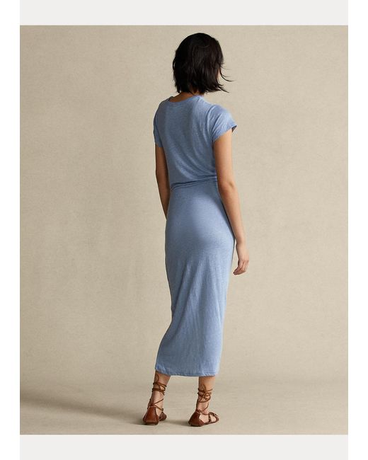 Polo Ralph Lauren Linen Tee Wrap Dress in Blue | Lyst UK