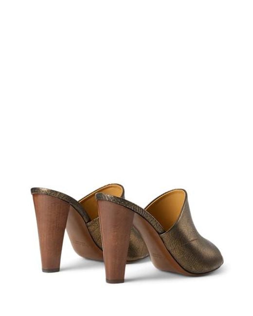 Ralph Lauren Brown Adela 95 Mm Calfskin Mule