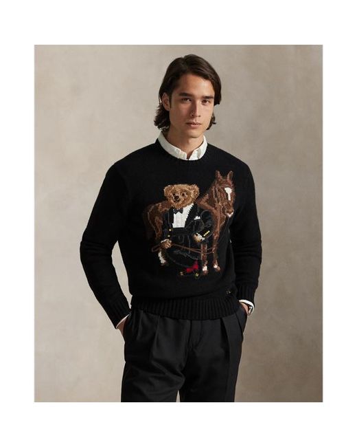 Ralph Lauren Black Polo Bear Wool Sweater for men