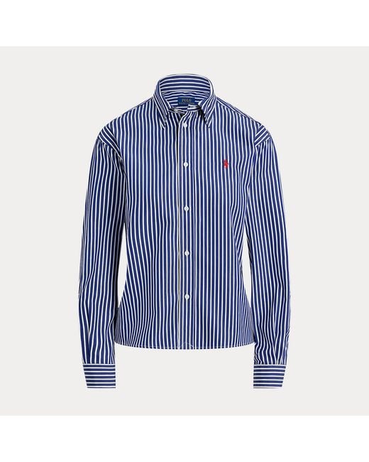 Polo Ralph Lauren Blue Cropped Boxy Fit Cotton Shirt