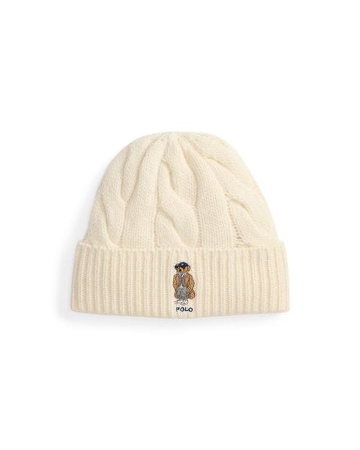 Ralph Lauren Natural Polo Bear Cable Wool-Blend Beanie