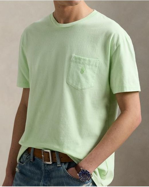 Polo Ralph Lauren Green Custom Slim Mineral-Dyed Pocket T-Shirt for men