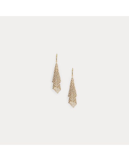 Ralph Lauren Natural Pavé-Plated Mesh Drop Earrings
