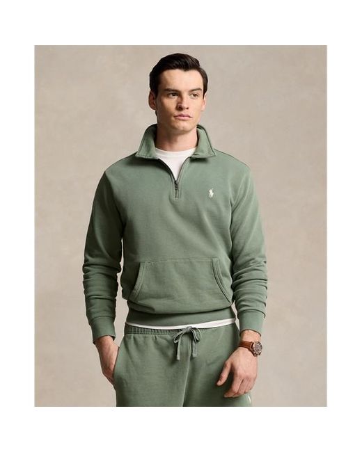 Polo Ralph Lauren Green Loopback Fleece Quarter-zip Sweatshirt for men