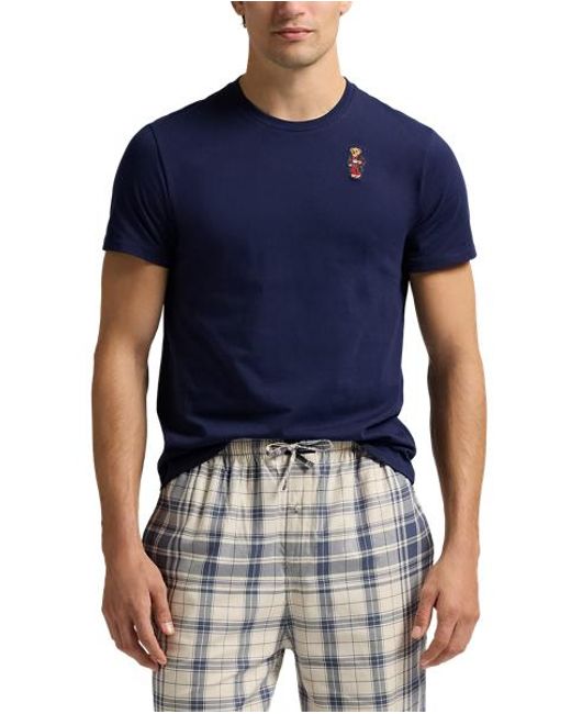 Polo Ralph Lauren Blue Polo Bear & Plaid Cotton Sleep Set for men