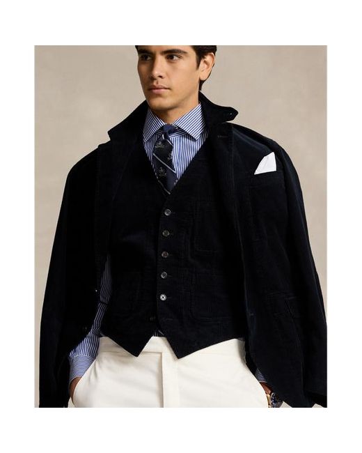 Polo Ralph Lauren Blue Stretch Corduroy Waistcoat for men