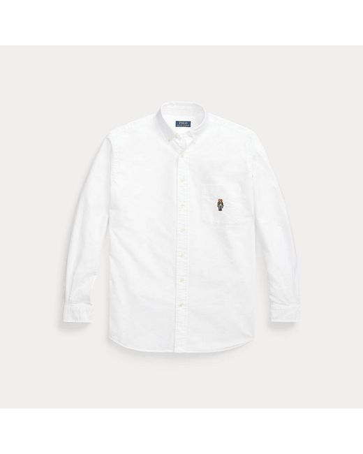 Taglie Plus - Camicia Oxford Polo Bear di Ralph Lauren in White da Uomo