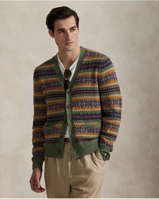 Cárdigan Fair Isle De Mezcla De Algodón Polo Ralph Lauren de hombre de color Brown