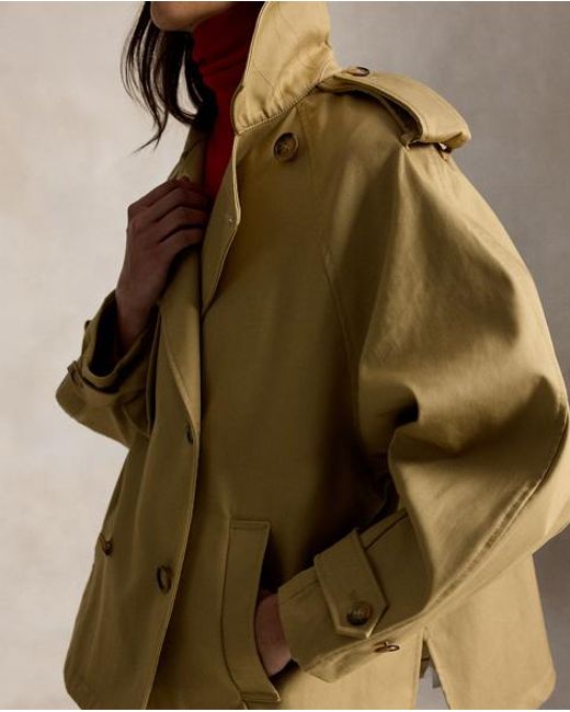 Polo Ralph Lauren Green Balloon Cotton Twill Trench Coat