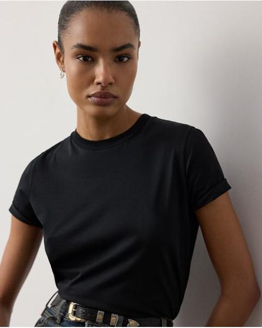 Ralph Lauren Black Hallie Cotton Jersey Tee