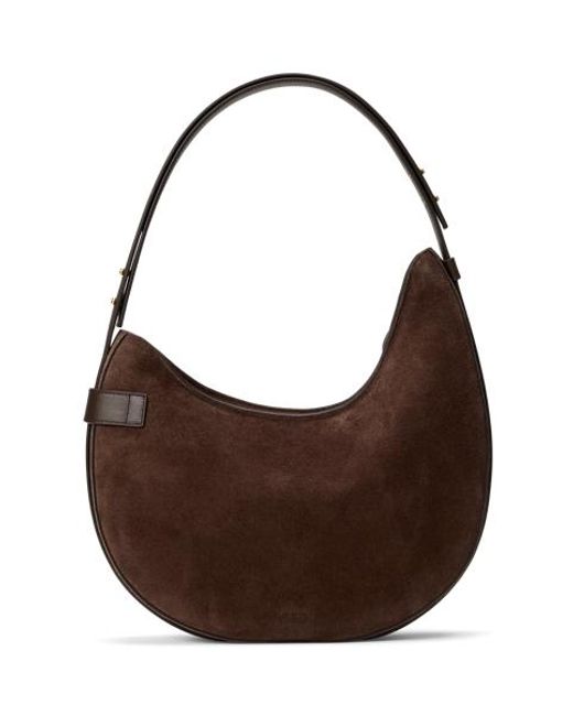 Ralph Lauren Brown Suede Large Tasha Shoulder Bag
