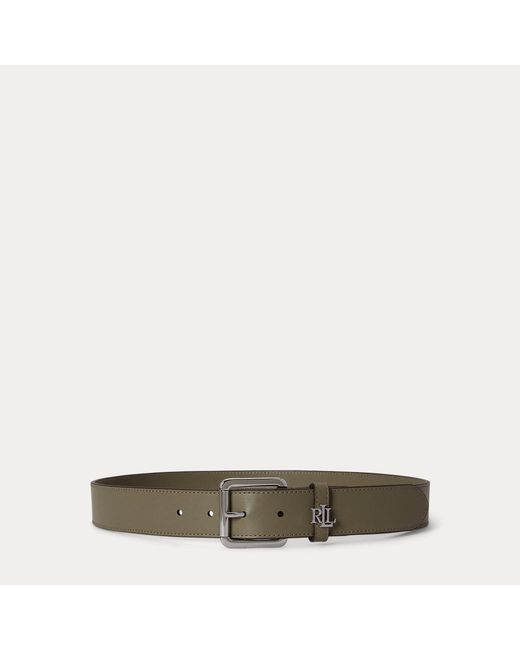 Ralph Lauren Green Logo-Keeper Leather Belt