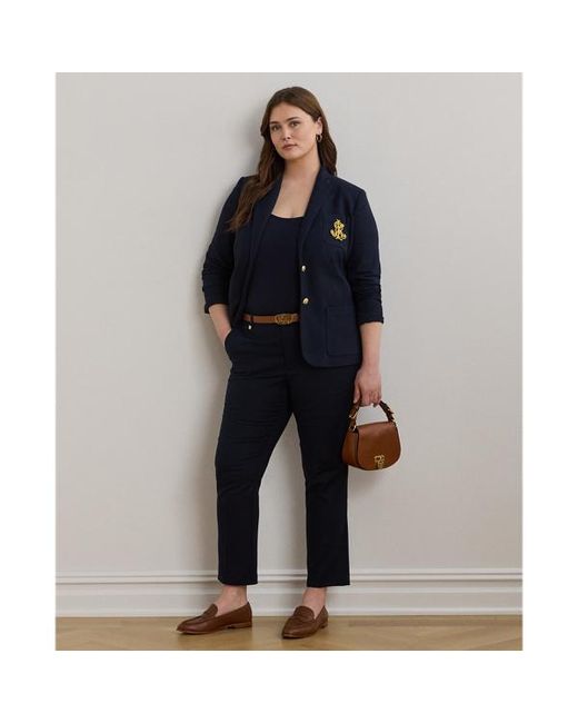 Ralph Lauren Blue Double-faced Stretch Cotton Trouser