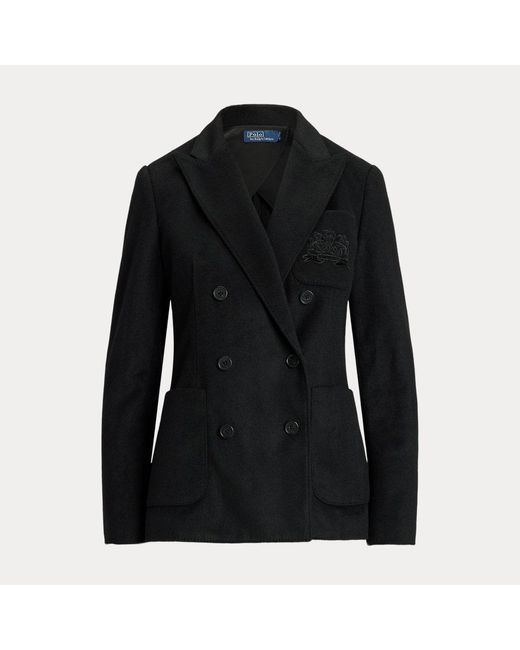 Polo Ralph Lauren Black Logo-crest Brushed Blazer