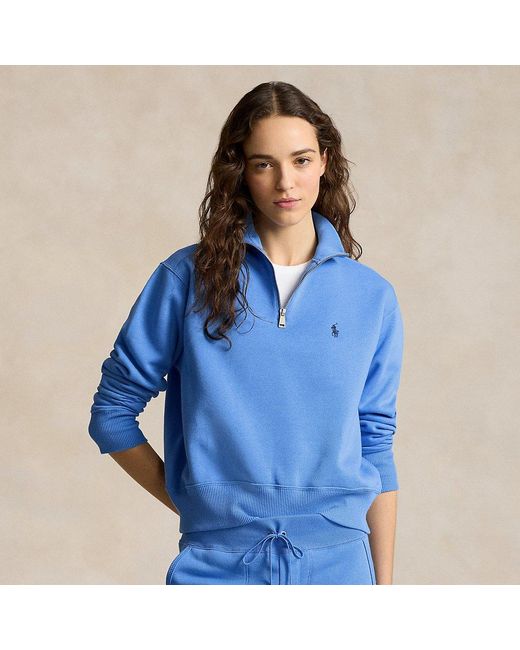 Pullover in felpa con mezza cerniera di Polo Ralph Lauren in Blue