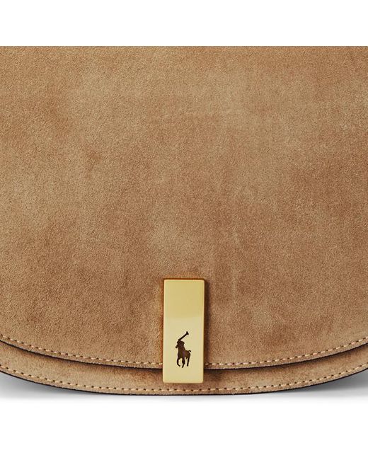Borsa Saddle Polo ID in camoscio di Polo Ralph Lauren in Brown