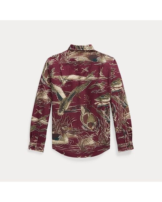 Polo Ralph Lauren Red Classic Fit Duck-Print Sateen Workshirt for men
