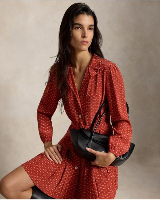 Polo Ralph Lauren Red Silk Mini Shirtdress