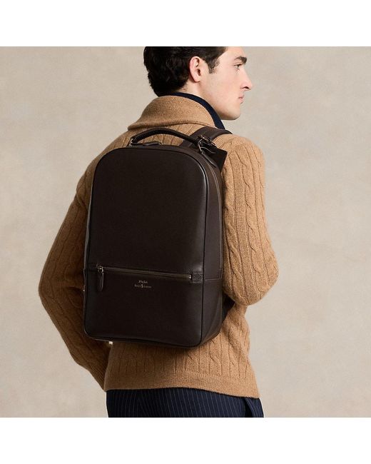 Ralph Lauren Black Leather Backpack for men