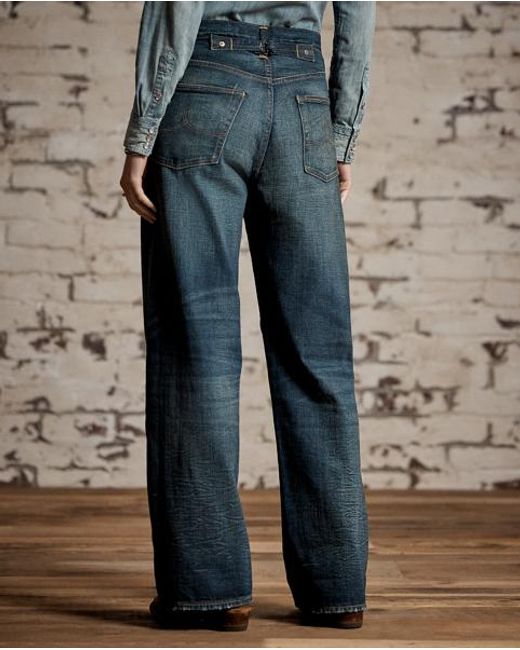 RRL Blue Vintage Wide Fit Distressed Kenley Jean