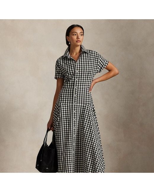 Polo Ralph Lauren Black Gingham Cotton Shirt Dress