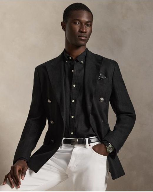 Polo Ralph Lauren Black Slim Fit Linen Shirt for men