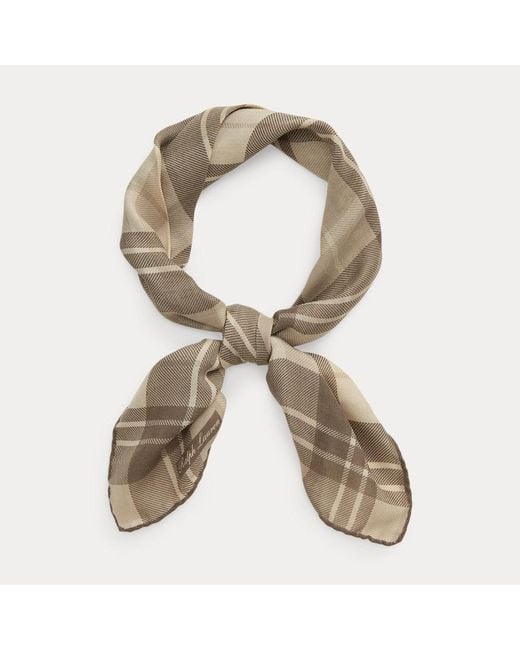 Foulard scozzese in cashmere e seta di Ralph Lauren in Natural da Uomo