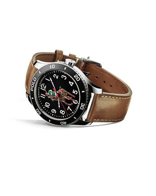 Polo Ralph Lauren 42 Mm Stalen Horloge Met Polospeler in het Black voor heren