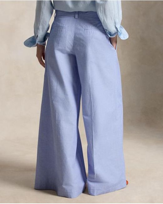 Polo Ralph Lauren Blue Cotton Relaxed Wide-Leg Trousers