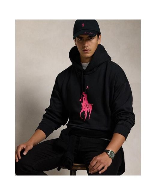 Polo Ralph Lauren Black Pony Relaxed Fit Hoodie for men