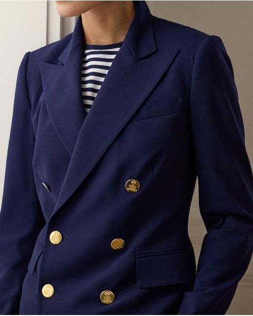 Ralph Lauren Blue Camden Wool Crepe Jacket