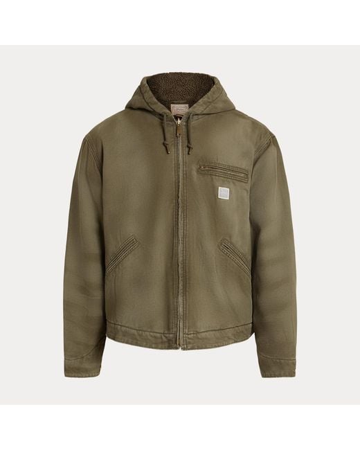 Polo Ralph Lauren Green Canvas Hooded Jacket for men