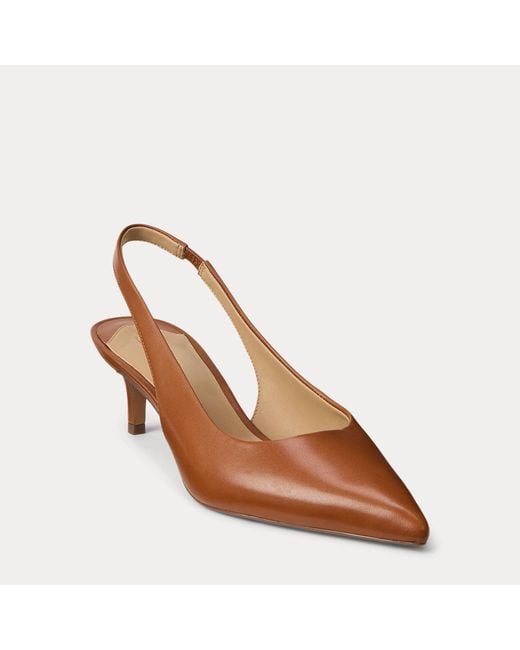 Ralph Lauren Brown Lolah Ii Leather Slingback Pump