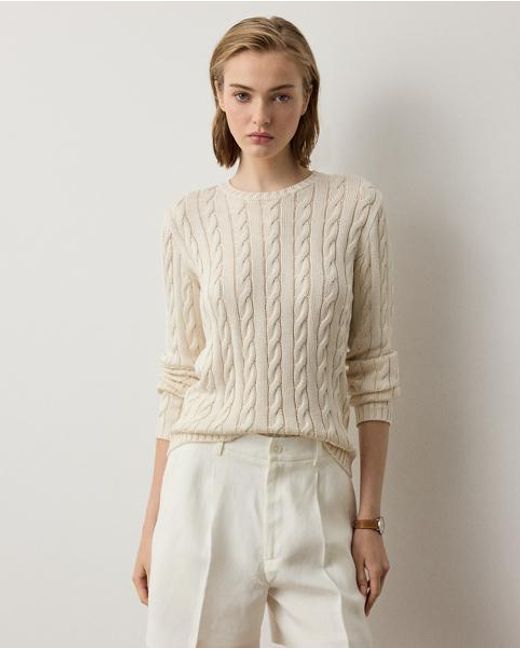 Ralph Lauren Natural Cable-Knit Silk-Blend Crewneck Jumper