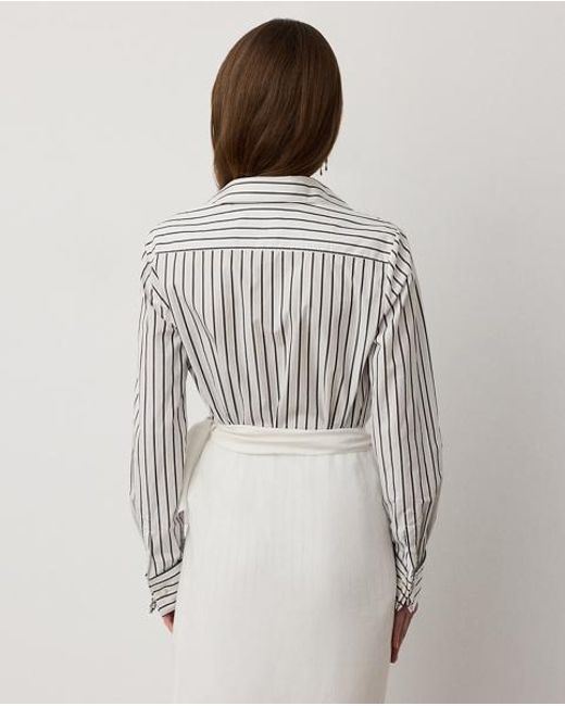 Ralph Lauren Gray Tamara Striped Cotton Shirt