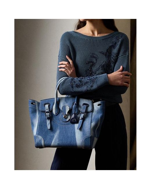 Ralph Lauren Collection Blue Soft Ricky 33 Denim Bag
