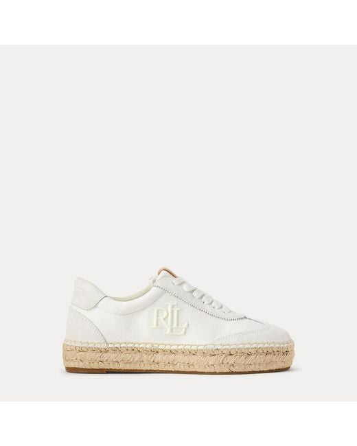 Ralph Lauren Luize Canvas-En-Suède Espadrille-Sneaker in het White