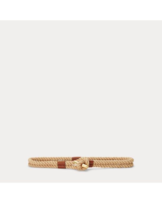 Cintura in corda e pelle con alamaro di Lauren by Ralph Lauren in Natural