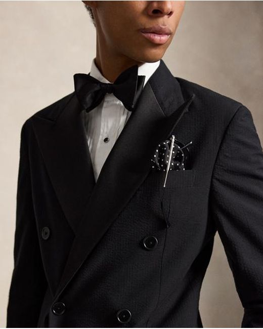 Polo Ralph Lauren Black Polo Tailored Seersucker Tuxedo Jacket for men