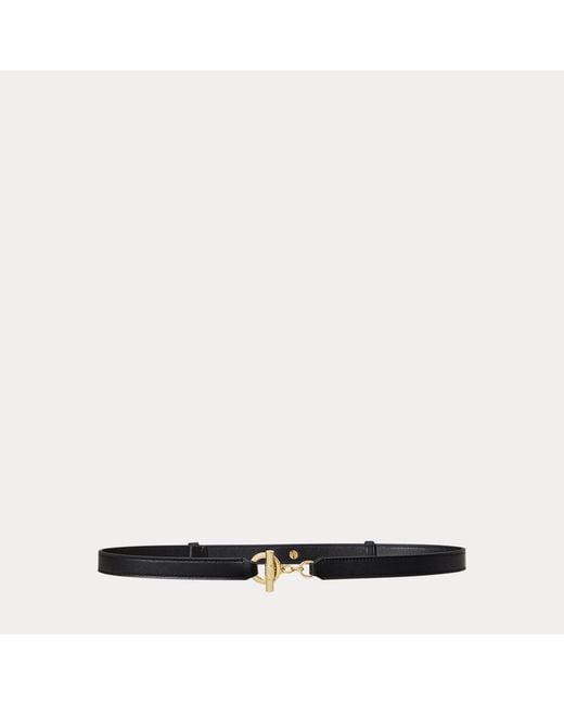 Ralph Lauren Black Leather Toggle Skinny Belt