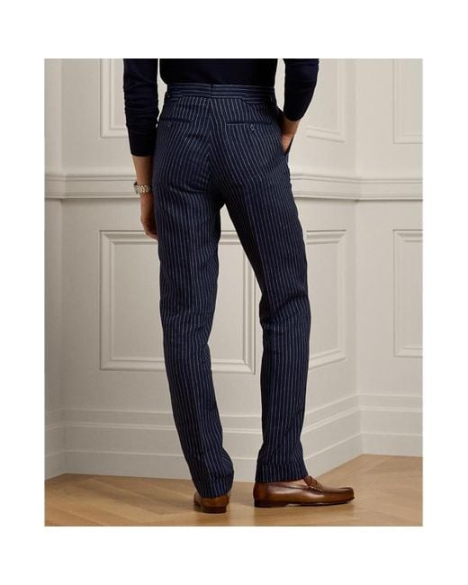 Pantaloni Gregory gessati fatti a mano di Ralph Lauren Purple Label in Blue da Uomo